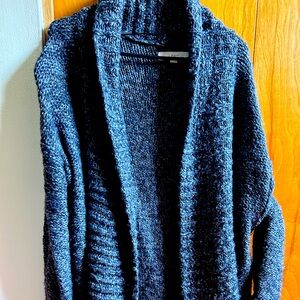 Big blue/gray cardigan. Unfortunately, no pockets, Loft, sized M. “Oversized “